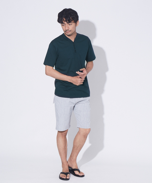 ABAHOUSE GRAY（アバハウスグレイ）の「【展開店舗限定】シルケット天竺 ヘンリーネック 半袖Tシャツ（Tシャツ/カットソー・メンズ・ホワイト/ブラック/ダークグリーン/ネイビー/ブラウン/グレイッシュベージュ・46/48/50）」の21枚目の写真