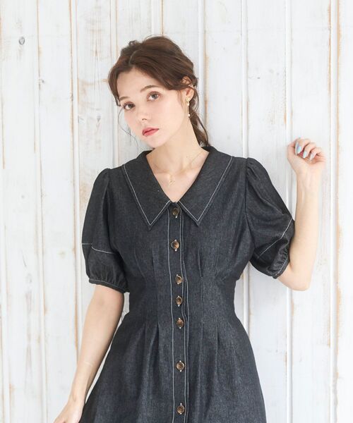 MAJESTIC LEGON（マジェスティックレゴン）の「ステッチコンシャスワンピ（ワンピース・レディース・ブラウン系その他2/ネイビー/ブラック・SMALL/MEDIUM）」の12枚目の写真