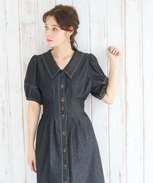 MAJESTIC LEGON（マジェスティックレゴン）の「ステッチコンシャスワンピ（ワンピース・レディース・ブラウン系その他2/ネイビー/ブラック・SMALL/MEDIUM）」の21枚目の写真