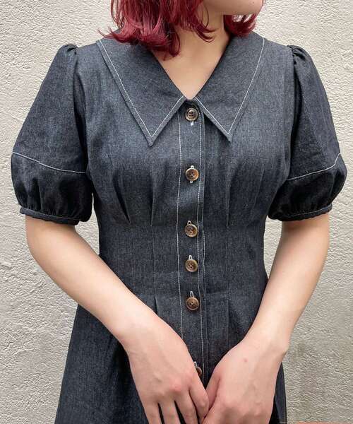 MAJESTIC LEGON（マジェスティックレゴン）の「ステッチコンシャスワンピ（ワンピース・レディース・ブラウン系その他2/ネイビー/ブラック・SMALL/MEDIUM）」の5枚目の写真