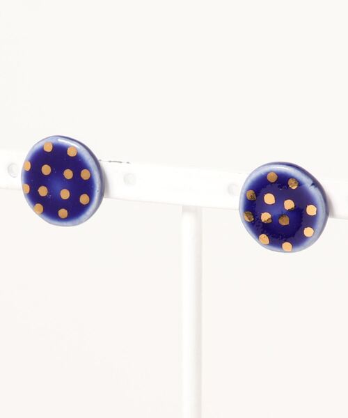 tone(トーン)の「【irodori】金彩dot pierce(round 青)(ピアス(両耳用)・レディース・ブルー・FREE)」の1枚目の写真