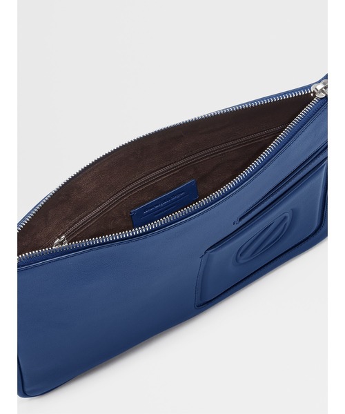 ZEGNA（ゼニア）の「ゼニア ビンテージロゴ フラットジップポーチ（クラッチバッグ・メンズ・ブラック/オフホワイト/ブルー・ONE SIZE）」の12枚目の写真