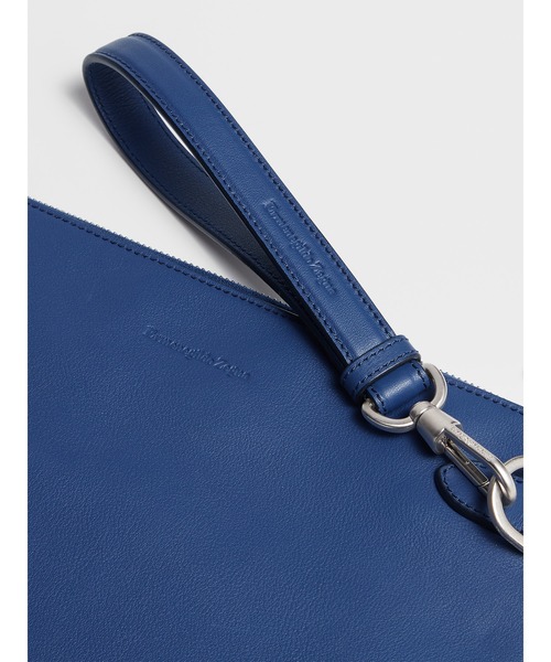 ZEGNA（ゼニア）の「ゼニア ビンテージロゴ フラットジップポーチ（クラッチバッグ・メンズ・ブラック/オフホワイト/ブルー・ONE SIZE）」の6枚目の写真