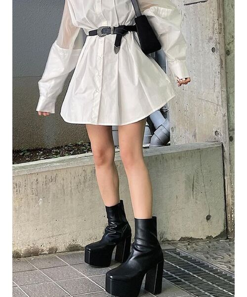 EVRIS(エヴリス)の「シアードッキングシャツ(シャツ/ブラウス・レディース・ホワイト/ブルー/ブラック・FREE)」の8枚目の写真