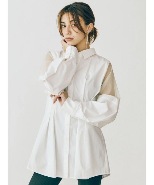 EVRIS(エヴリス)の「シアードッキングシャツ(シャツ/ブラウス・レディース・ホワイト/ブルー/ブラック・FREE)」の14枚目の写真