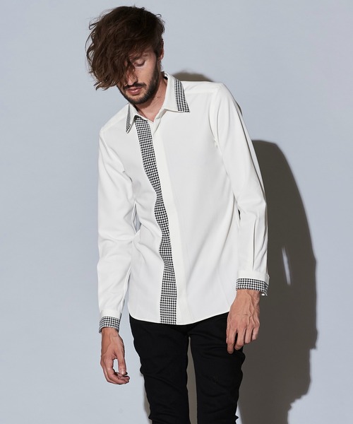 NO ID.（ノーアイディ）の「フライフロント切替レギュラーカラーSH（シャツ/ブラウス・メンズ・ホワイト/ブラック/ベージュ/ネイビー・1/2）」の10枚目の写真