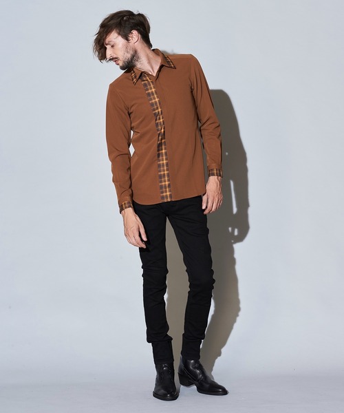 NO ID.（ノーアイディ）の「フライフロント切替レギュラーカラーSH（シャツ/ブラウス・メンズ・ホワイト/ブラック/ベージュ/ネイビー・1/2）」の8枚目の写真