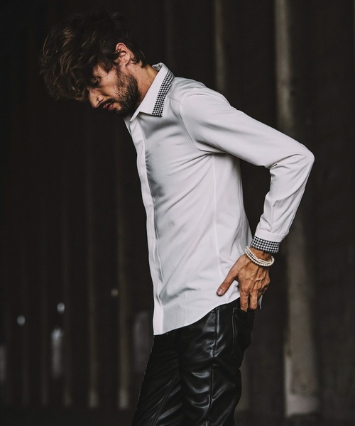 NO ID.（ノーアイディ）の「フライフロント切替レギュラーカラーSH（シャツ/ブラウス・メンズ・ホワイト/ブラック/ベージュ/ネイビー・1/2）」の12枚目の写真