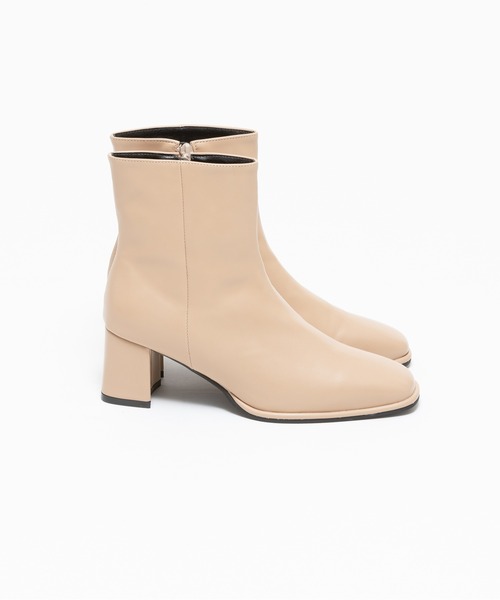 ZAKKA-BOX（ザッカボックス）の「スクエアトゥヒールショートブーツ（ブーツ・レディース・ブラック/ベージュ/ブラウン/アイボリー・23㎝/24㎝/25㎝/23.5㎝/24.5㎝）」の20枚目の写真