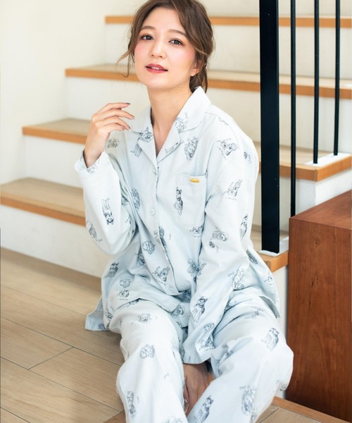 fran de lingerie（フランデランジェリー）の「cotton flannelパジャマシャツ・上下セットパジャマ（ルームウェア/パジャマ・レディース・シルバーグレー/ブラウン/ダークグレー/ピンク・M-L）」の3枚目の写真