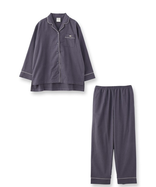 fran de lingerie（フランデランジェリー）の「cotton flannelパジャマシャツ・上下セットパジャマ（ルームウェア/パジャマ・レディース・シルバーグレー/ブラウン/ダークグレー/ピンク・M-L）」の9枚目の写真