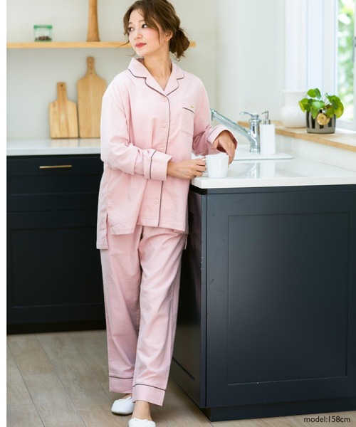fran de lingerie（フランデランジェリー）の「cotton flannelパジャマシャツ・上下セットパジャマ（ルームウェア/パジャマ・レディース・シルバーグレー/ブラウン/ダークグレー/ピンク・M-L）」の20枚目の写真