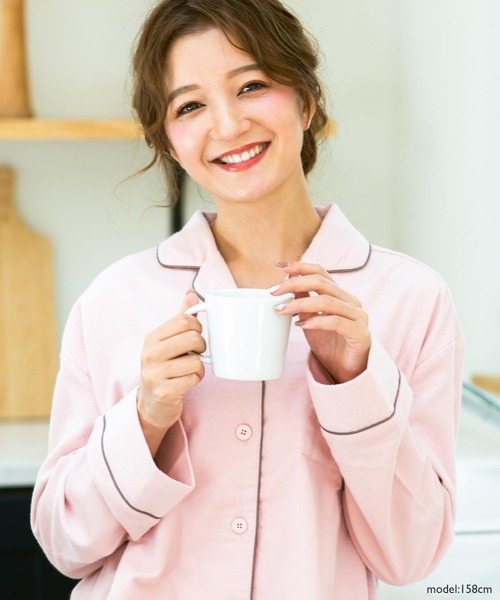 fran de lingerie（フランデランジェリー）の「cotton flannelパジャマシャツ・上下セットパジャマ（ルームウェア/パジャマ・レディース・シルバーグレー/ブラウン/ダークグレー/ピンク・M-L）」の10枚目の写真