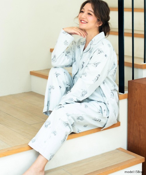 fran de lingerie（フランデランジェリー）の「cotton flannelパジャマシャツ・上下セットパジャマ（ルームウェア/パジャマ・レディース・シルバーグレー/ブラウン/ダークグレー/ピンク・M-L）」の17枚目の写真