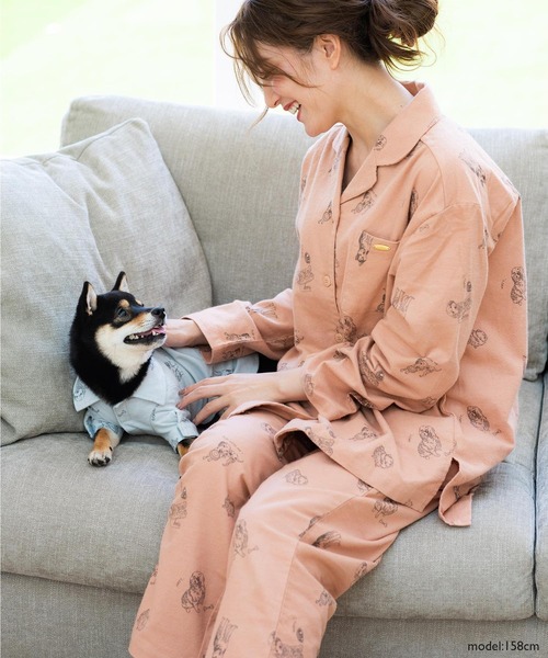 fran de lingerie（フランデランジェリー）の「cotton flannelパジャマシャツ・上下セットパジャマ（ルームウェア/パジャマ・レディース・シルバーグレー/ブラウン/ダークグレー/ピンク・M-L）」の14枚目の写真