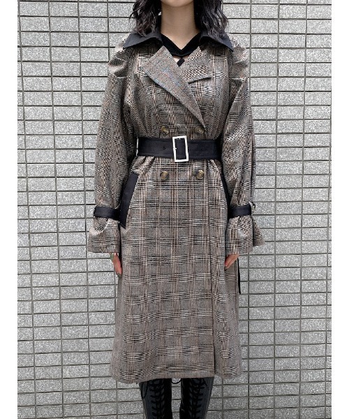 ENVYM（アンビー）の「タックスリーブトレンチＣＴ（トレンチコート・レディース・グレー/チェック・FREE）」の3枚目の写真