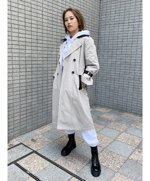 ENVYM（アンビー）の「タックスリーブトレンチＣＴ（トレンチコート・レディース・グレー/チェック・FREE）」の6枚目の写真