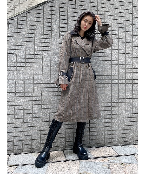 ENVYM（アンビー）の「タックスリーブトレンチＣＴ（トレンチコート・レディース・グレー/チェック・FREE）」の10枚目の写真