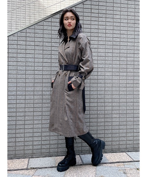 ENVYM（アンビー）の「タックスリーブトレンチＣＴ（トレンチコート・レディース・グレー/チェック・FREE）」の12枚目の写真