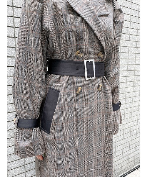 ENVYM（アンビー）の「タックスリーブトレンチＣＴ（トレンチコート・レディース・グレー/チェック・FREE）」の9枚目の写真