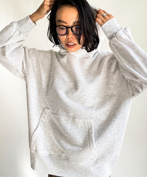 feepur（フェピュール）の「裏起毛オーバーサイズパーカー（パーカー・レディース・オフホワイト/チャコールグレー/杢グレー/グリーン/ブルー/エンジ・MEDIUM）」の18枚目の写真