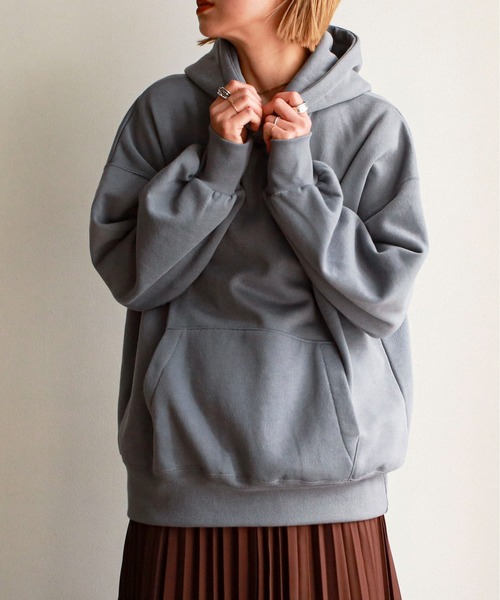 feepur（フェピュール）の「裏起毛オーバーサイズパーカー（パーカー・レディース・オフホワイト/チャコールグレー/杢グレー/グリーン/ブルー/エンジ・MEDIUM）」の7枚目の写真