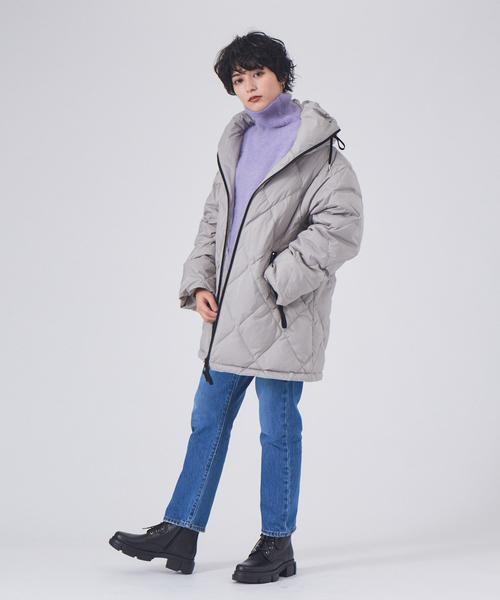 Rouge vif(ルージュヴィフ)の「タフタダウン(ダウンジャケット/コート・レディース・グレー/ブラック・38/36)」の3枚目の写真