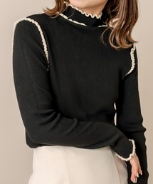 [mline] WEB限定 配色パイピングニットプルオーバー