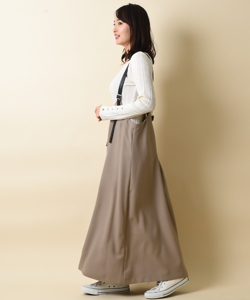 INTERPLANET（インタープラネット）の「【ＷＥＢ限定】レザー配色ジャンパースカート（ジャンパースカート・レディース・ブラック/モカ・FREE）」の13枚目の写真