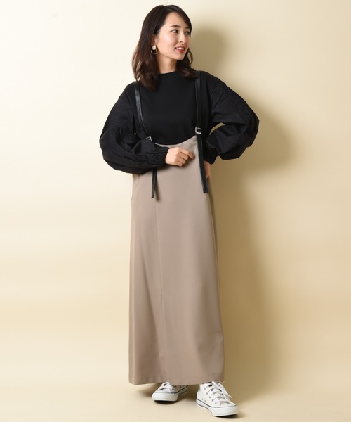 INTERPLANET（インタープラネット）の「【ＷＥＢ限定】レザー配色ジャンパースカート（ジャンパースカート・レディース・ブラック/モカ・FREE）」の18枚目の写真