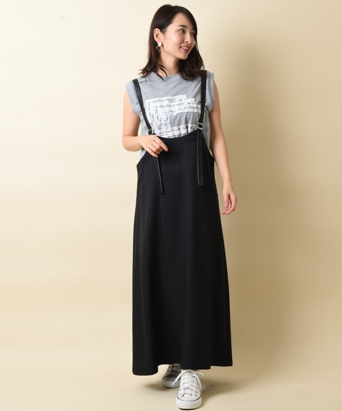 INTERPLANET（インタープラネット）の「【ＷＥＢ限定】レザー配色ジャンパースカート（ジャンパースカート・レディース・ブラック/モカ・FREE）」の3枚目の写真