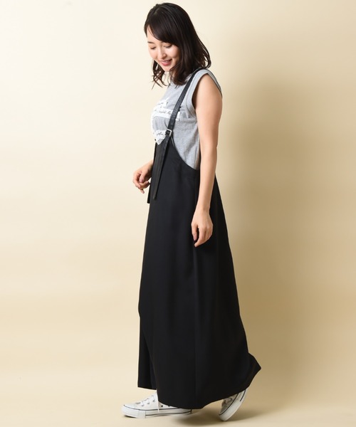 INTERPLANET（インタープラネット）の「【ＷＥＢ限定】レザー配色ジャンパースカート（ジャンパースカート・レディース・ブラック/モカ・FREE）」の4枚目の写真