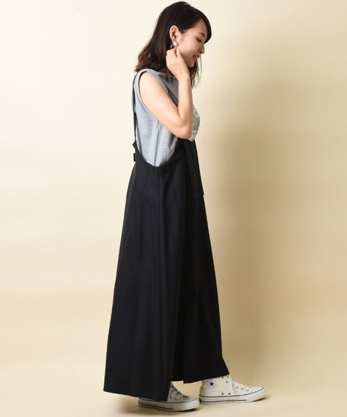 INTERPLANET（インタープラネット）の「【ＷＥＢ限定】レザー配色ジャンパースカート（ジャンパースカート・レディース・ブラック/モカ・FREE）」の6枚目の写真