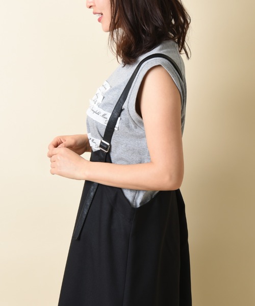 INTERPLANET（インタープラネット）の「【ＷＥＢ限定】レザー配色ジャンパースカート（ジャンパースカート・レディース・ブラック/モカ・FREE）」の10枚目の写真