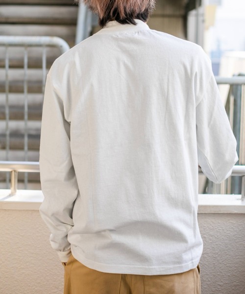 BROKEN BASE（ブロークンベース）の「ロゴモックネックロングスリーブTシャツ（Tシャツ/カットソー・メンズ・ホワイト/ネイビー・MEDIUM/LARGE）」の7枚目の写真