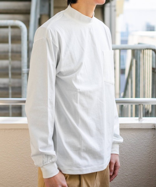 BROKEN BASE（ブロークンベース）の「ロゴモックネックロングスリーブTシャツ（Tシャツ/カットソー・メンズ・ホワイト/ネイビー・MEDIUM/LARGE）」の8枚目の写真