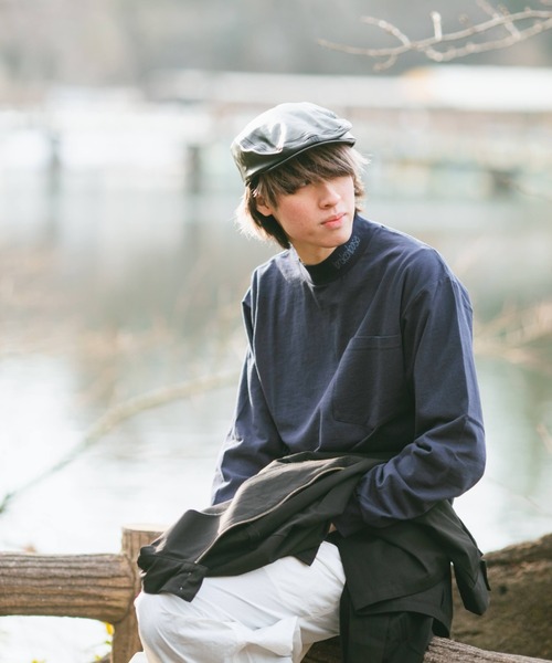 BROKEN BASE（ブロークンベース）の「ロゴモックネックロングスリーブTシャツ（Tシャツ/カットソー・メンズ・ホワイト/ネイビー・MEDIUM/LARGE）」の10枚目の写真