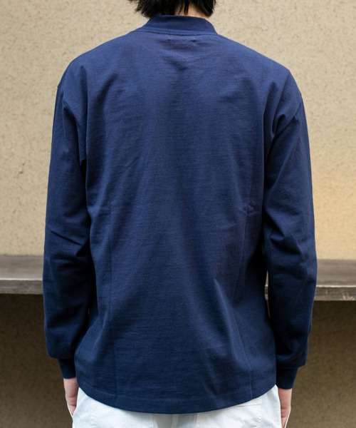 BROKEN BASE（ブロークンベース）の「ロゴモックネックロングスリーブTシャツ（Tシャツ/カットソー・メンズ・ホワイト/ネイビー・MEDIUM/LARGE）」の16枚目の写真