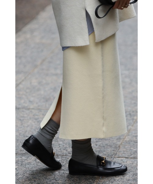 Bonjour Sagan（ボンジュールサガン）の「ミラノリブIラインスカート（スカート・レディース・アイボリー/グレイッシュベージュ/ブラック・FREE）」の10枚目の写真