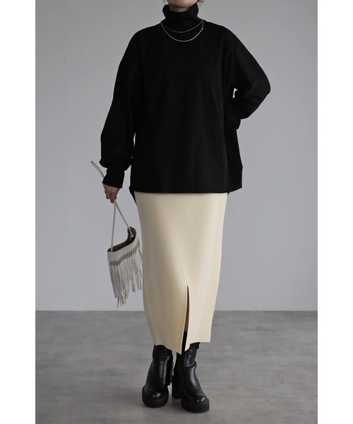 Bonjour Sagan（ボンジュールサガン）の「ミラノリブIラインスカート（スカート・レディース・アイボリー/グレイッシュベージュ/ブラック・FREE）」の20枚目の写真