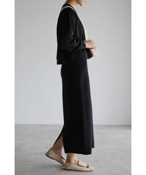 Bonjour Sagan（ボンジュールサガン）の「ミラノリブIラインスカート（スカート・レディース・アイボリー/グレイッシュベージュ/ブラック・FREE）」の21枚目の写真