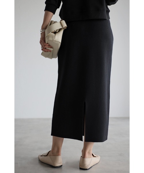 Bonjour Sagan（ボンジュールサガン）の「ミラノリブIラインスカート（スカート・レディース・アイボリー/グレイッシュベージュ/ブラック・FREE）」の16枚目の写真