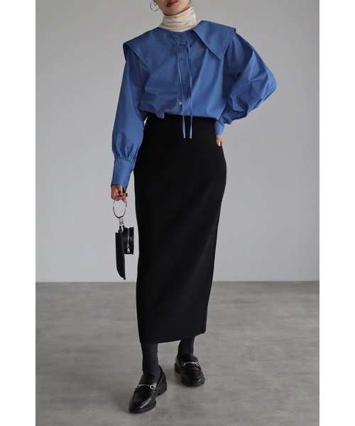 Bonjour Sagan（ボンジュールサガン）の「ミラノリブIラインスカート（スカート・レディース・アイボリー/グレイッシュベージュ/ブラック・FREE）」の22枚目の写真