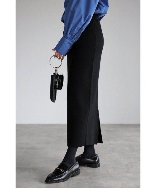 Bonjour Sagan（ボンジュールサガン）の「ミラノリブIラインスカート（スカート・レディース・アイボリー/グレイッシュベージュ/ブラック・FREE）」の17枚目の写真