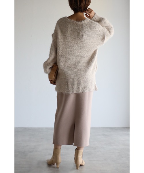 Bonjour Sagan（ボンジュールサガン）の「ミラノリブIラインスカート（スカート・レディース・アイボリー/グレイッシュベージュ/ブラック・FREE）」の18枚目の写真