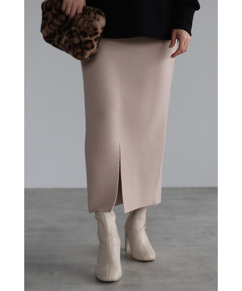 Bonjour Sagan（ボンジュールサガン）の「ミラノリブIラインスカート（スカート・レディース・アイボリー/グレイッシュベージュ/ブラック・FREE）」の13枚目の写真