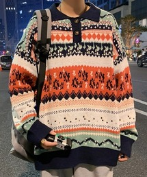 MGV（エムジーヴィー）の「レトロ調ルーズシルエットニットポロ（ニット/セーター）」