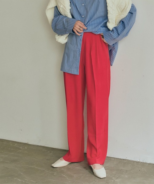 titivate（ティティベイト）の「ウエストタックセミワイドパンツ（その他パンツ・レディース・レッド/グリーン/ブラック/ネイビー/ライトブラウン/カーキ/オレンジ・S/M/L）」の21枚目の写真