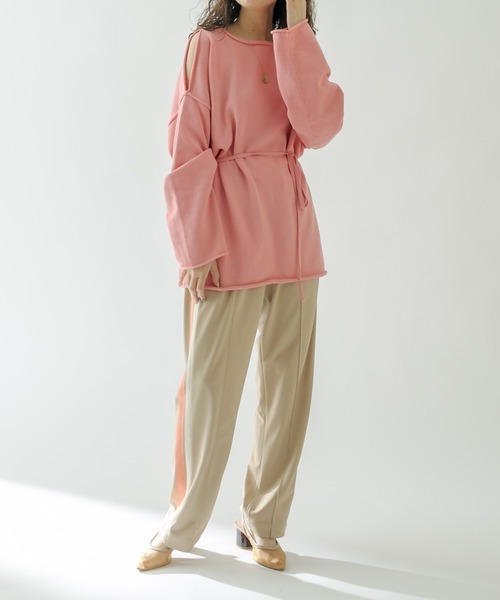 mystic（ミスティック）の「ジャジーラインパンツ（スウェットパンツ・レディース・ベージュ/ブルー・FREE）」の6枚目の写真