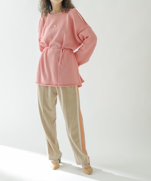 mystic（ミスティック）の「ジャジーラインパンツ（スウェットパンツ・レディース・ベージュ/ブルー・FREE）」の7枚目の写真